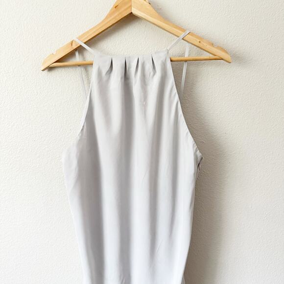 ABERCROMBIE & FITCH | NWT High-Neck Maxi Dress Silver Gray Modal Lined | Large - Picture 5 of 10